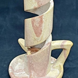 Vintage African Soapstone Carving Game Hand Made In Kenya Pink 7&quot; Collectible