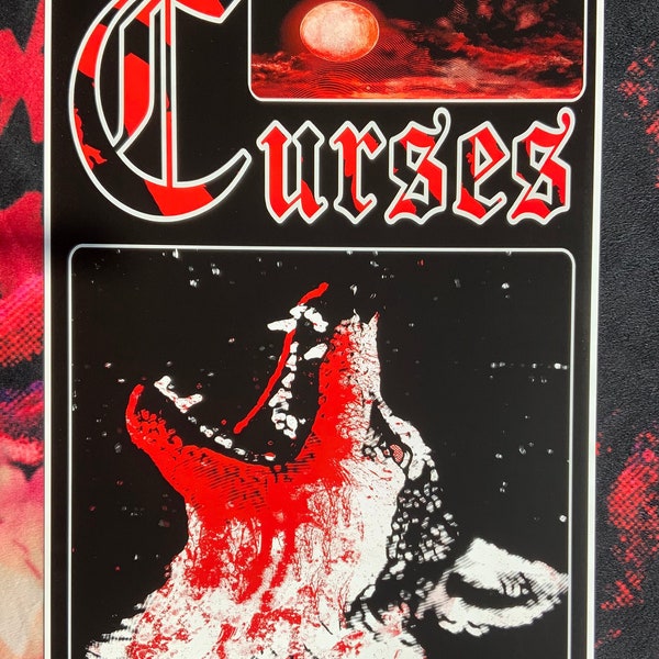 MALDICIONES Impresión artística metálica de terror de hombre lobo sangriento