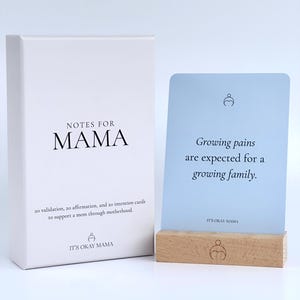 New mom affirmation card set with wood stand for postpartum mom gift for new mamas with postpartum depression or anxiety
