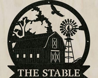 Personalized Barn & Windmill Metal Farm Sign: USA Made