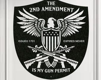 Metalowy znak „2nd Amendment Never Expires” – patriotyczna metalowa sztuka ścienna