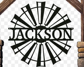 Personalized Windmill Metal Sign: Family Name Outdoor Decor