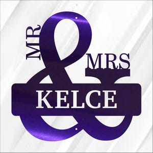 Mr & Mrs Custom Wedding Name Sign, Mr and Mrs Last Name Metal Sign, Wedding Gift, Anniversary Gift, Bridal Shower Gift, Family Name Sign