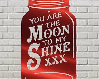 Letrero metálico Moonshine: Eres la luna para mi brillo - Decoración de pared