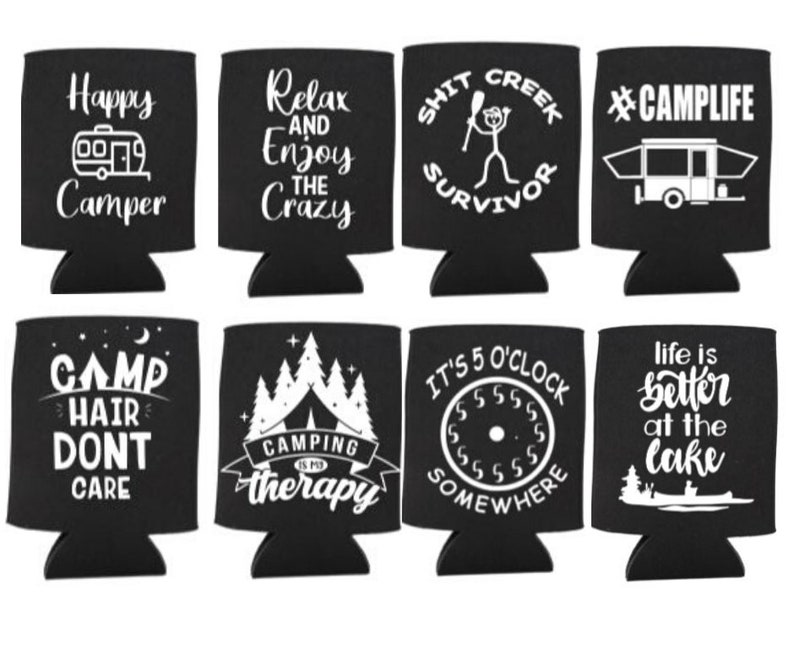 Camping Koozie Fun summer Koozies 12oz collapsible koozies Etsy