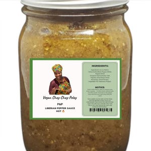 Vegan Liberian Pepper Sauce - Extra Hot & Spicy | Authentic African Flavor | Large Jar
