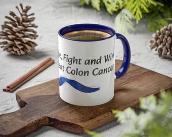 Hopp Kämpa och Vinn # Besegra tjocktarmscancer Kaffemugg, 30 cl Stöd Överlevande Cancerpatient Vårdgivare