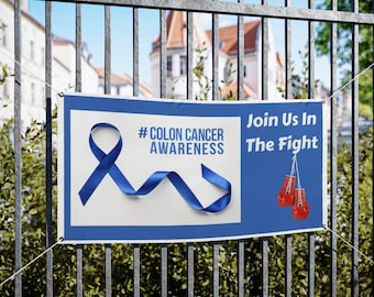Colorectal Cancer Awareness Banner. Join Us In The Fight. Colon cancer awareness month. Promote colon cancer awareness.