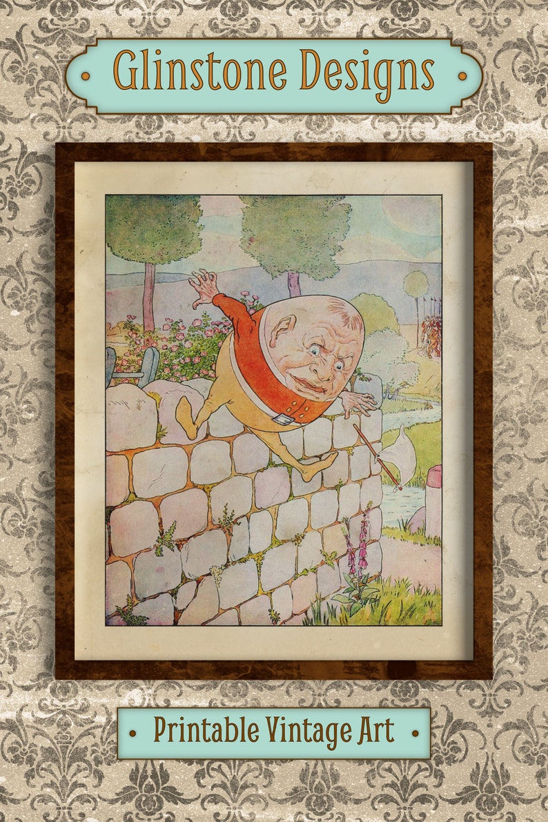Printable Vintage Wall Art, Nursery Rhyme Art Wall Hanging ...
