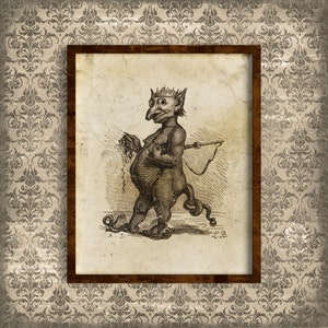 Printable Vintage Wall Art, Reproduction Vintage Demonology Illustration, Antique Demon Artwork, Gothic Horror Decor Wall Hanging, Abraxas