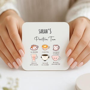 Personalized Positive Tea Coaster: Friendship Gift, Affirmation Drinks Mat afbeelding 1