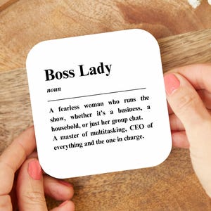 Boss Lady Definition Coaster: Funny Office Desk Decor