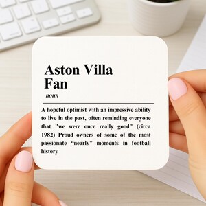 Funny Aston Villa Fan Definition Coaster: Football Banter Gift
