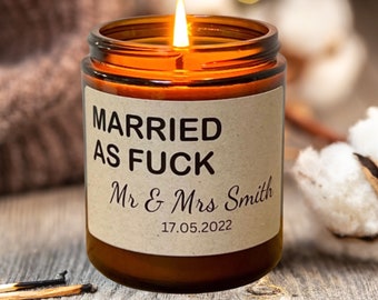 Married As Fuck Personalised Candle, Wedding Gift, Hen Party, Engagement gift