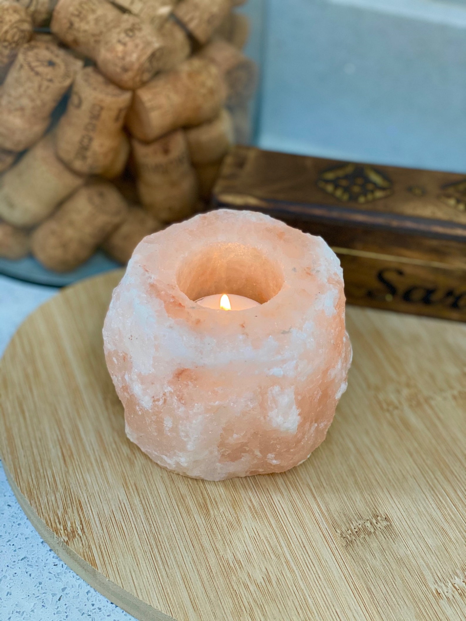 Himalayan salt tea light holder Etsy