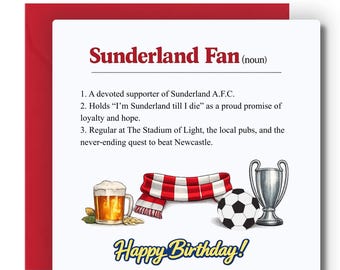 Funny Sunderland Fan Greeting Card: Football Banter Birthday Card