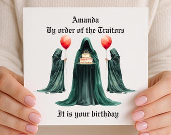 Personalised Traitors Theme Birthday Card, TV Trending Viral Gift