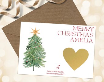 PRESENTS CHRISTMAS SCRATCH Card Personalised Surprise Reveal Ticket