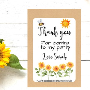 Personalised sunflower seed party favours