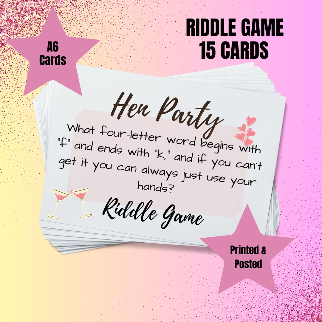 Hen Party Games, Rude Riddles, Dirty Rude Hen Games, Bridal Shower ...