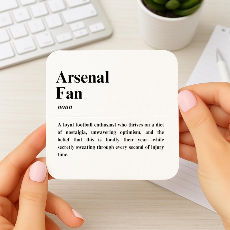 Funny Arsenal Fan Definition Coaster: Football Banter Gift image 1