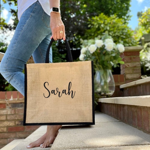 Jute Shopping Bag Personalised With a Name Bag for Life Etsy UK