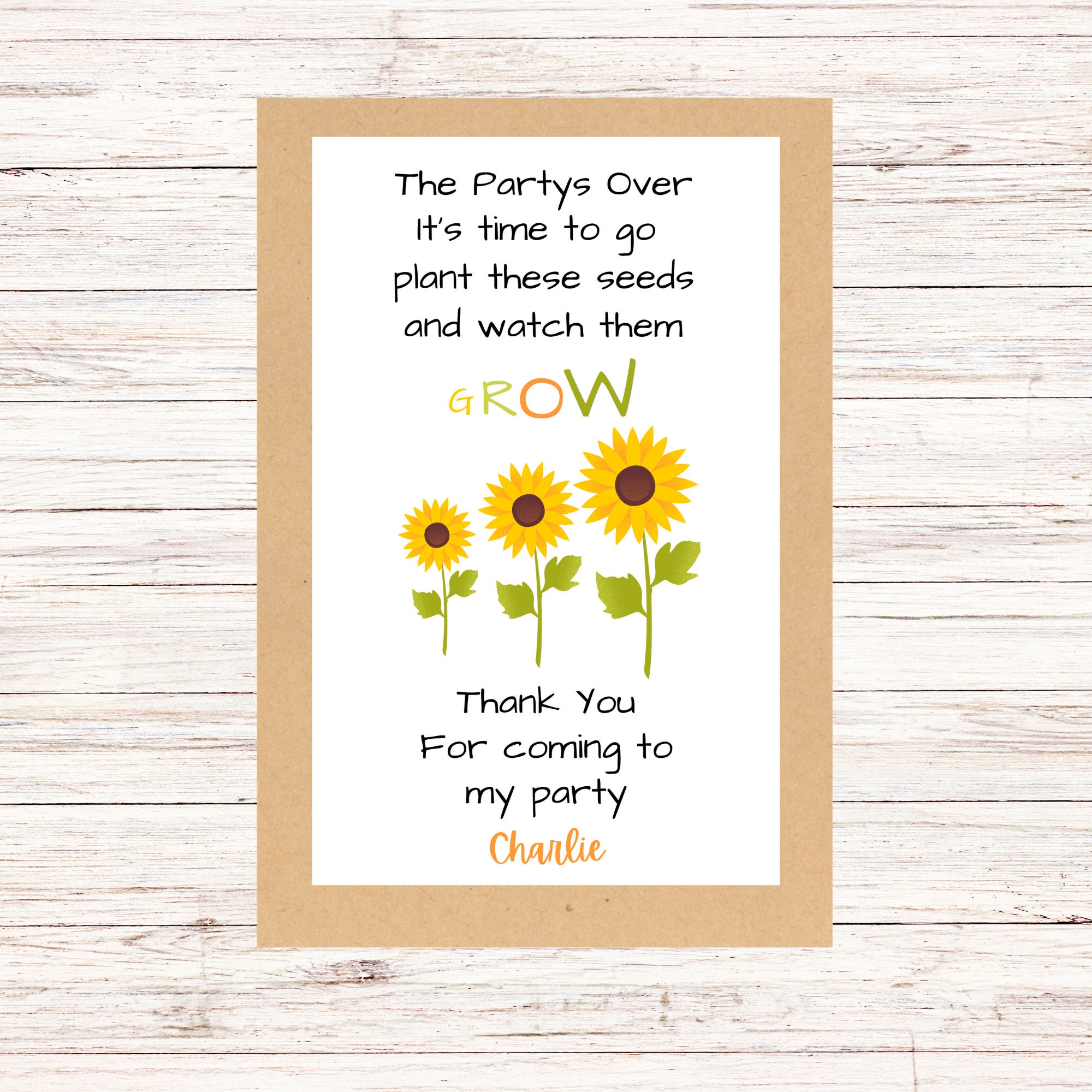 Personalised Sunflower Seed Party Favours Etsy UK