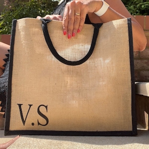 Jute bag, personalised jute bag, work bag women, burlap shopping bag image 2