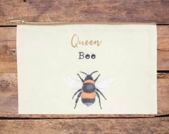 CLEARANCE Bee makeup pouch, queen bee cosmetic bag