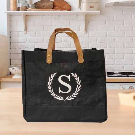 Crest Monogram Luxury Jute Bag Personalised Tote Custom Etsy