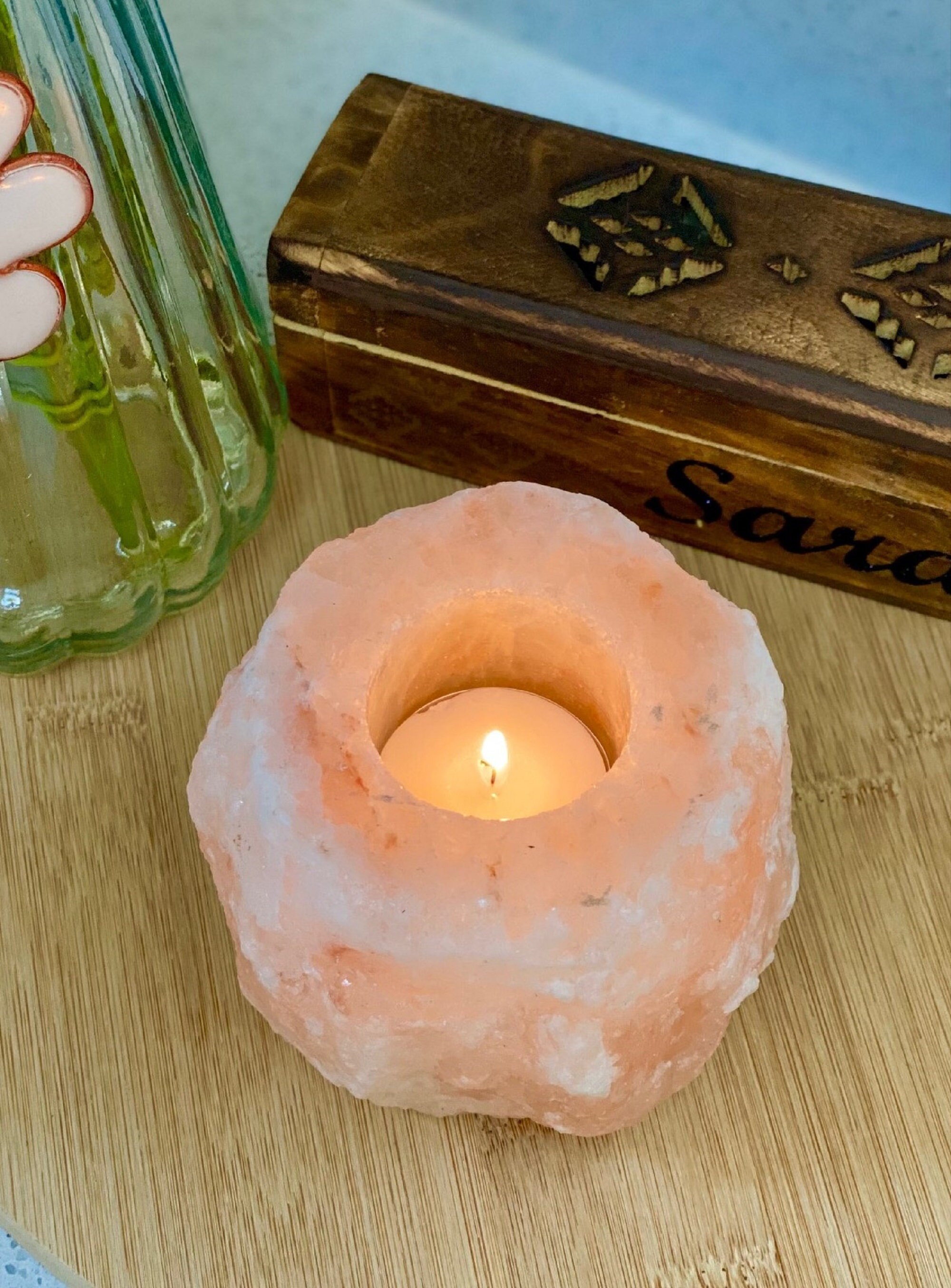 Himalayan salt tea light holder Etsy