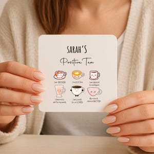 Personalized Positive Tea Coaster: Friendship Gift, Affirmation Drinks Mat afbeelding 8