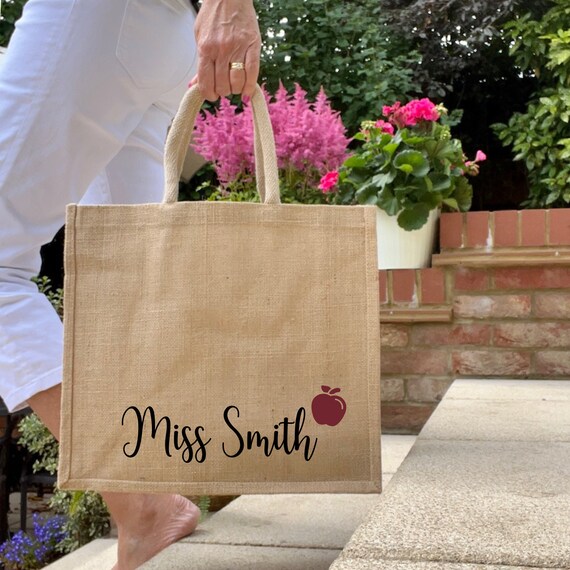 Personalised Teacher Jute Bag Teacher Gift End of Term Etsy