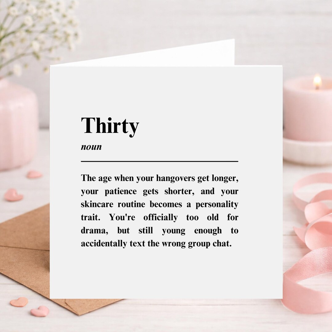 Funny 30th Birthday Card: Thirty Definition Greeting Card - Etsy UK