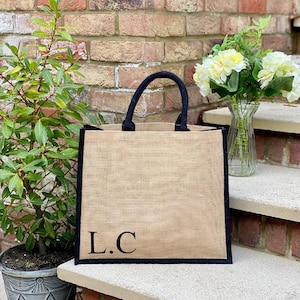 Jute bag, personalised jute bag, work bag women, burlap shopping bag image 4