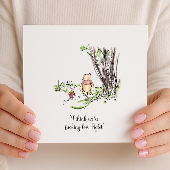 サンキューカード手書き　poohページ Funny Pooh Bear Birthday Card: Rude Humor, Cheeky Gift - Etsy