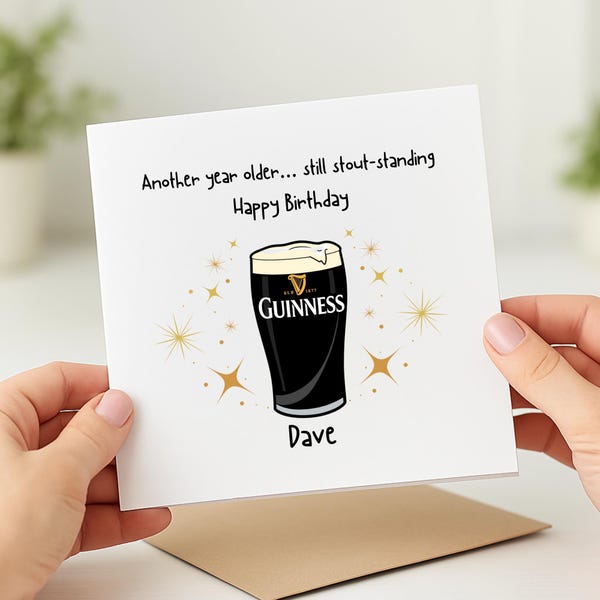 Personalised Guinness Theme Birthday Card, Gift For Him