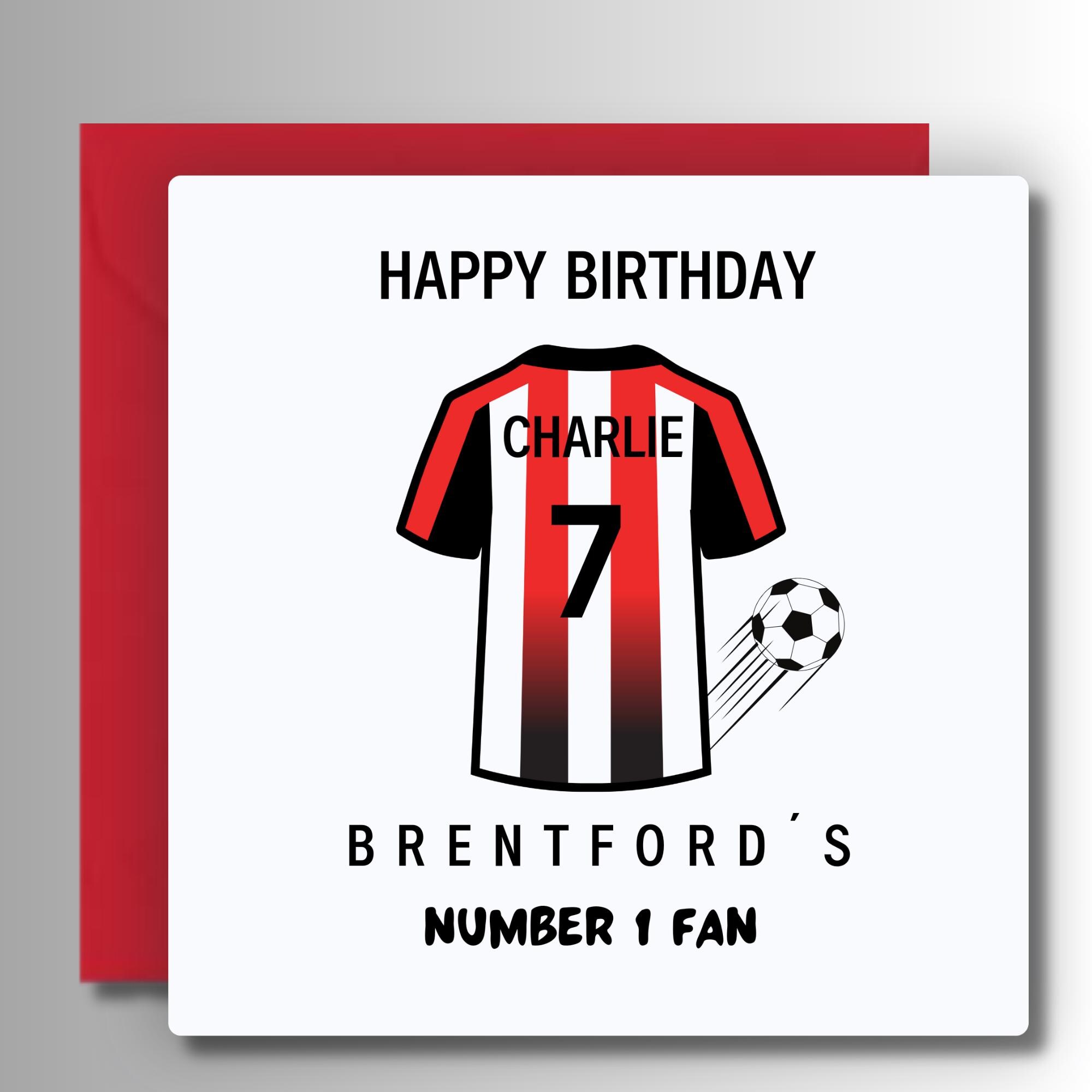 Personalized Brentford FC Birthday Card: Custom Football Shirt