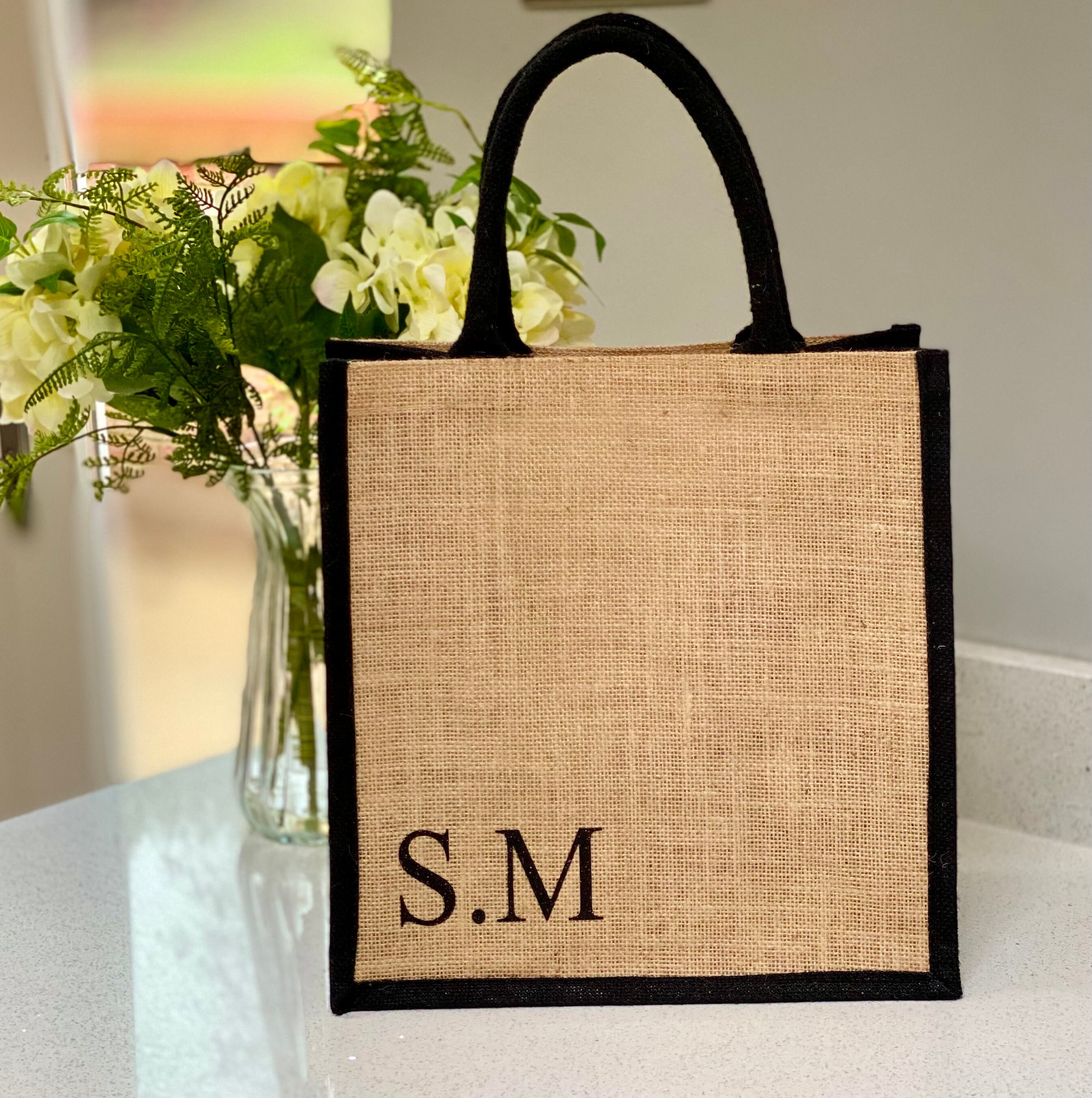 Jute Bag Personalised With Small Initials Bag for Life Etsy UK