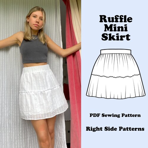 PDF Mini Skirt With Side Slits Sewing Pattern Uk Size 6 16 | Etsy