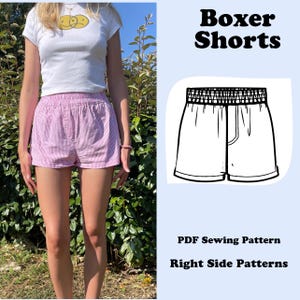 Patrón de costura en PDF para calzoncillos tipo bóxer elásticos de cintura alta / Tallas XS a XL / Descarga instantánea para imprimir en casa A4 / Carta