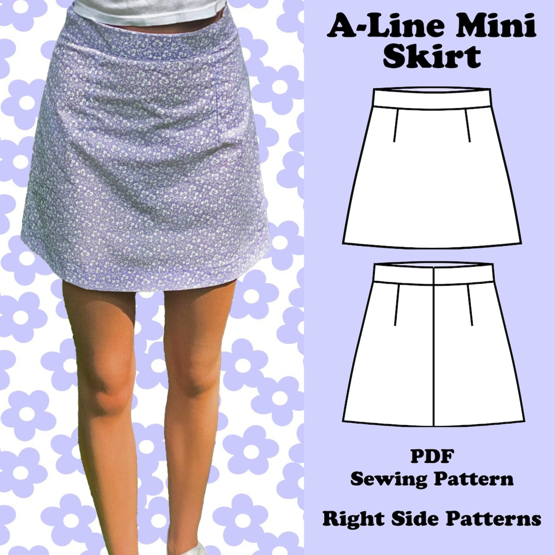 PDF Mini Skirt Sewing Pattern Uk Size 4 14 US Size 0 - Etsy