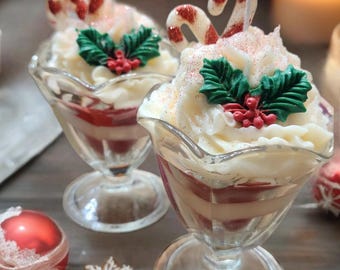 Peppermint Parfait Soy Candle – Christmas Dessert Sundae Cup