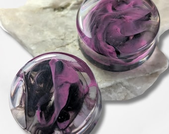 Midnight Haze Plugs Double Flared 12-50mm Stretched Ear Jewellery Body Mods Iridescent Shimmer Sparkle Glitter Opal Gemstone Handmade