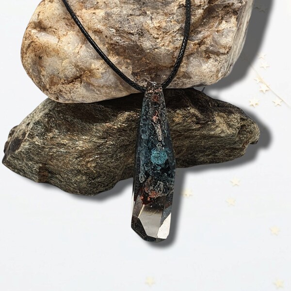 Blue Brown Black Necklace Rock Inspired Colours Gem Pendant Shape Nature Hills Landscape Rock Nature Mother Earth Mountains Transparent