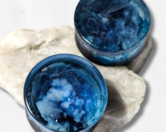 Ocean Mist Plugs Double Flared 12 bis 50 mm Gestreckter Ohrschmuck Body Mods Blue Sea Mutter Natur inspiriert einzigartige handgefertigt
