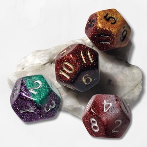 Customisable D12 Dice DND Boardgame Glitter Shimmer Sparkle RPG Dungeons and Dragons Tabletop Games Unique Personal Gift Striking D20 D6 D4 image 1