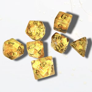 7 Orange DND Dice Tabletop Board Games Dungeons & Dragons RPG Spring Summer Citrus Fruit Kawaii Cute Bright Neon Unique Tiny Polymer Clay