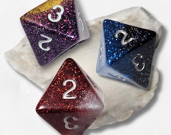 Customisable D8 Dice DND Boardgame Glitter Shimmer Sparkle RPG Dungeons and Dragons Tabletop Games Unique Personal Gift Striking
