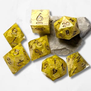 7 Lemon DND Sharp Dice Dungeons and Dragons RPG Tabletop Board Games Spring Summer Fruit Kawaii Cute Bright Unique Tiny Yellow Gold